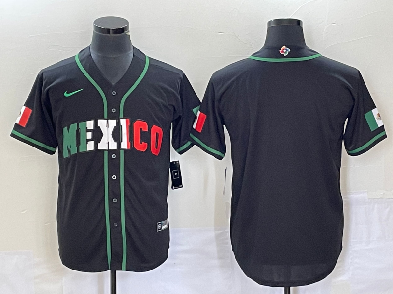 Men's Mexico Baseball Blank 2023 Black World Baseball With Patch Classic Stitched Jersey